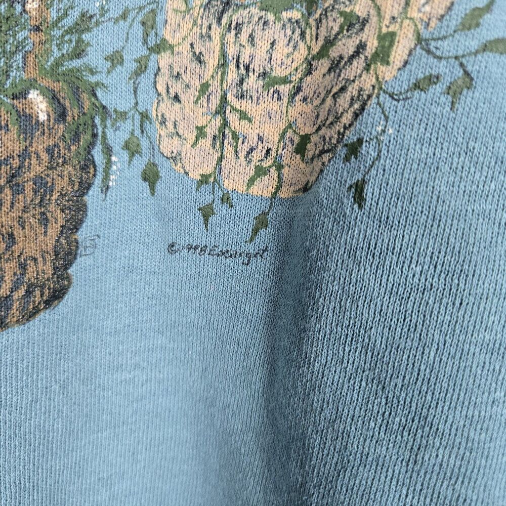 Vintage 1998 Jerzees Basket Flowers Sweatshirt L Green Grandmacore Cottagecore - Picture 3 of 5